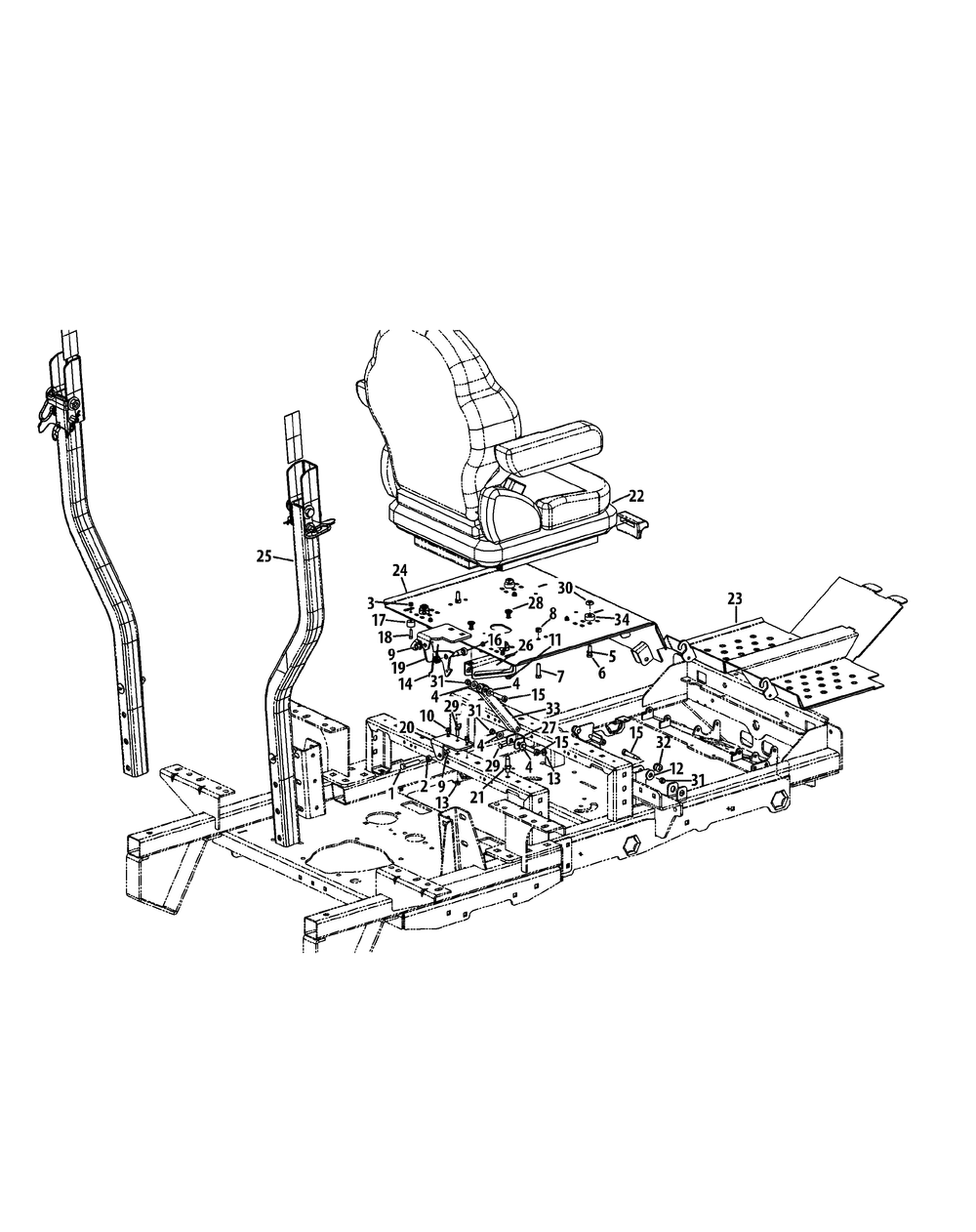 Seat Assembly Diagram and Parts List for S7237-KW LP-53AP8DU8750-999cc Cub Cadet Lawn Tractor